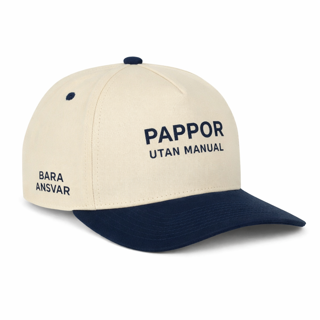 Pappor utan manual – Premium Cap (Cream/Navy Edition)